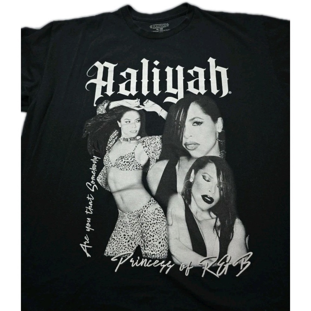Aliyah ''Princess of R & B ''men's XL shirt‎ Black